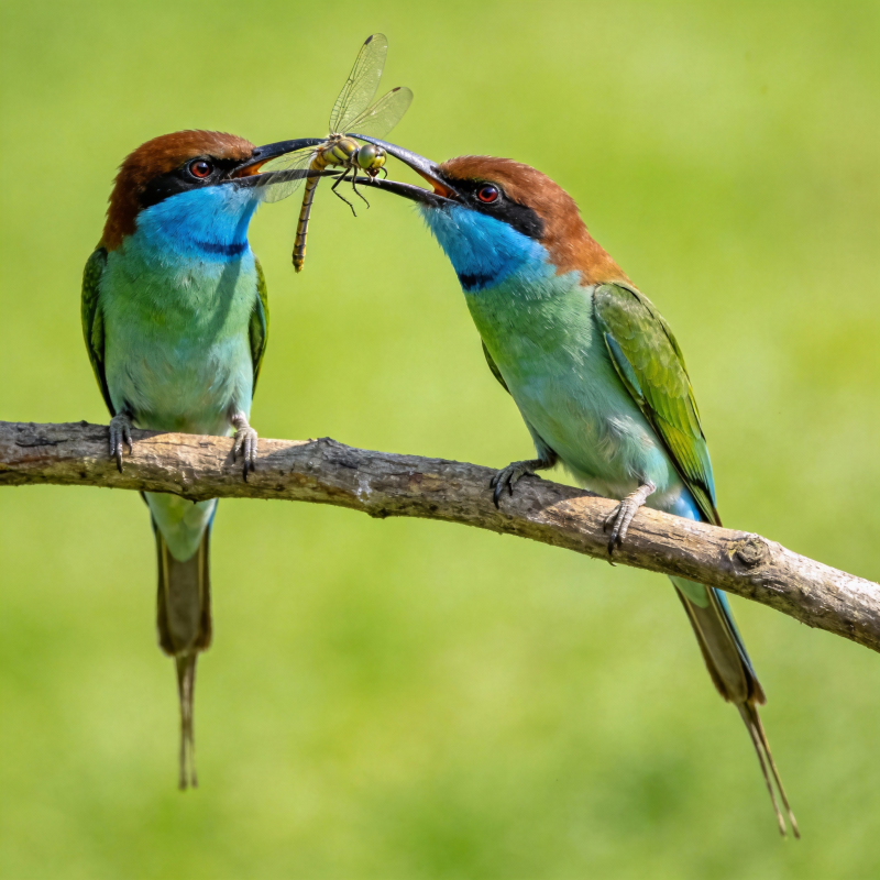 蜂鸟共食蜻蜓图片