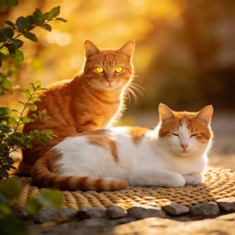 双猫沐浴阳光图片
