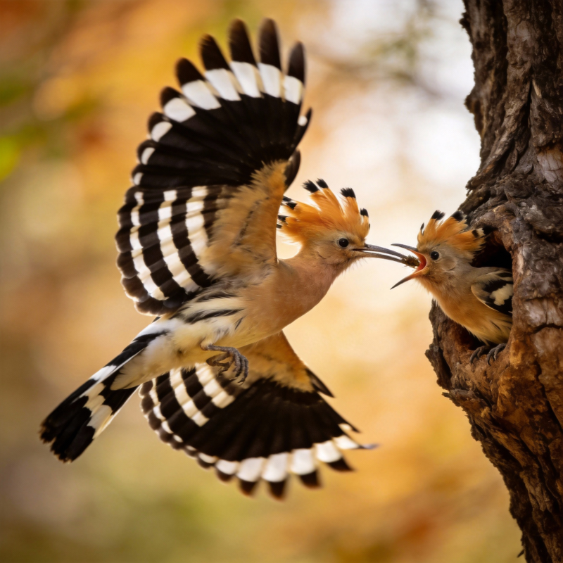 戴胜鸟喂雏图片