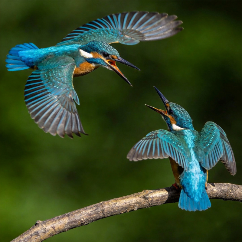 翠鸟争鸣枝头图片