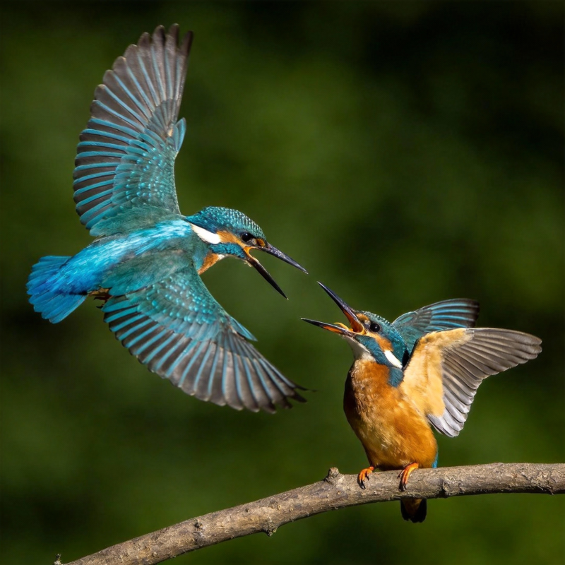 翠鸟争鸣枝头图片