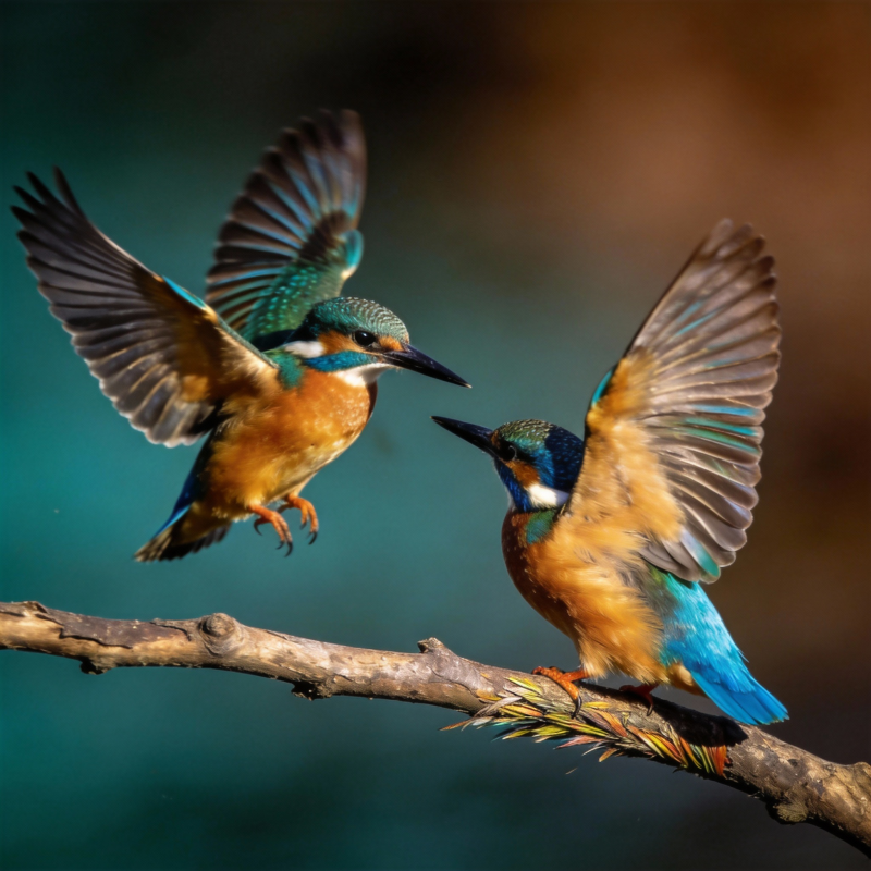 翠鸟双飞枝头图片