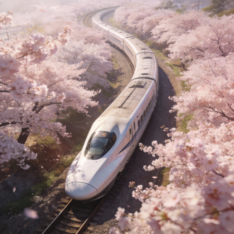 樱花列车春日行图片