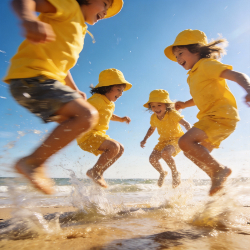 童趣海滩奔跑图片
