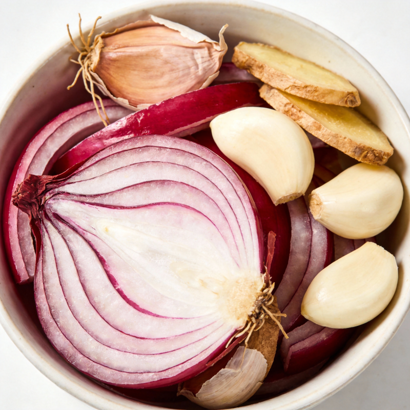 洋葱蒜姜食材碗图片