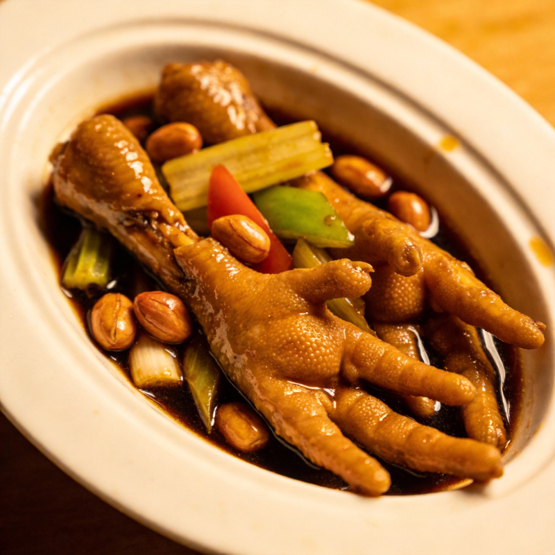 卤鸡爪配花生图片