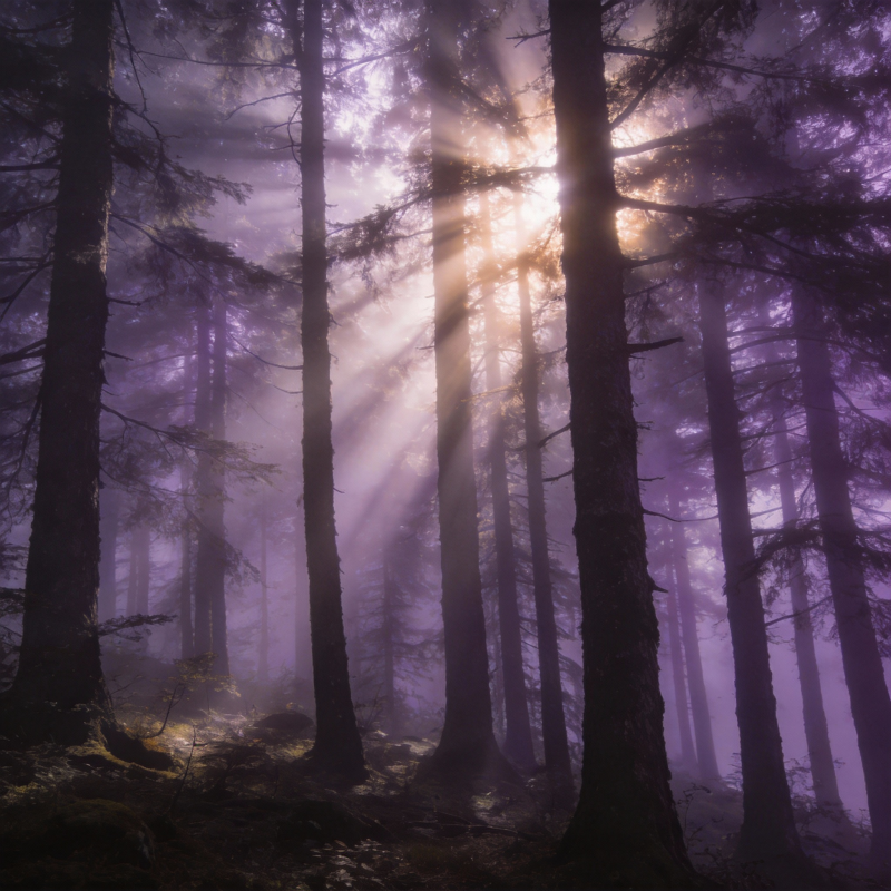 紫雾森林晨光图片