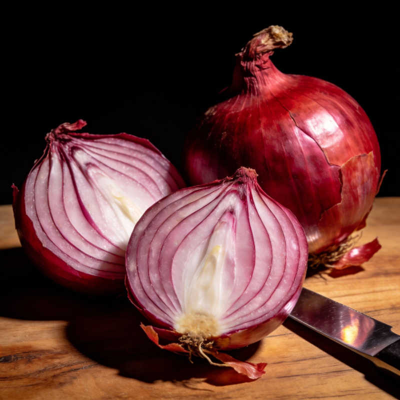 红洋葱切片特写图片