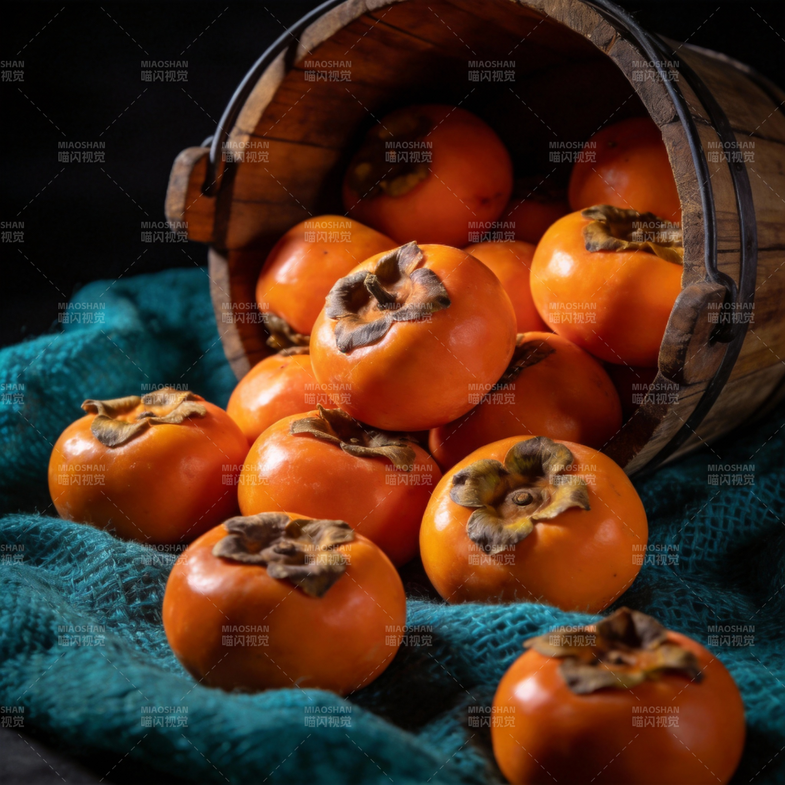 柿子满桶秋意浓图片