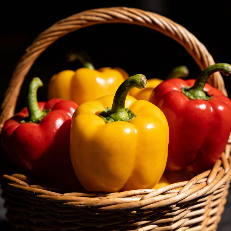 篮中彩椒鲜亮图片
