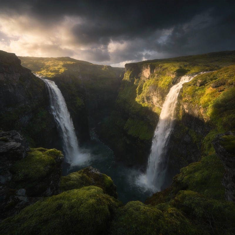 双瀑峡谷奇景图片