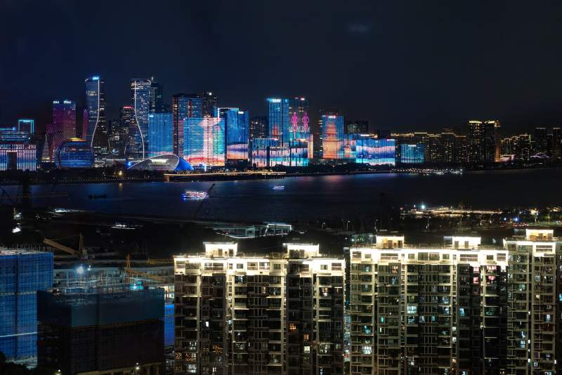 杭州钱江新城夜幕灯火图片