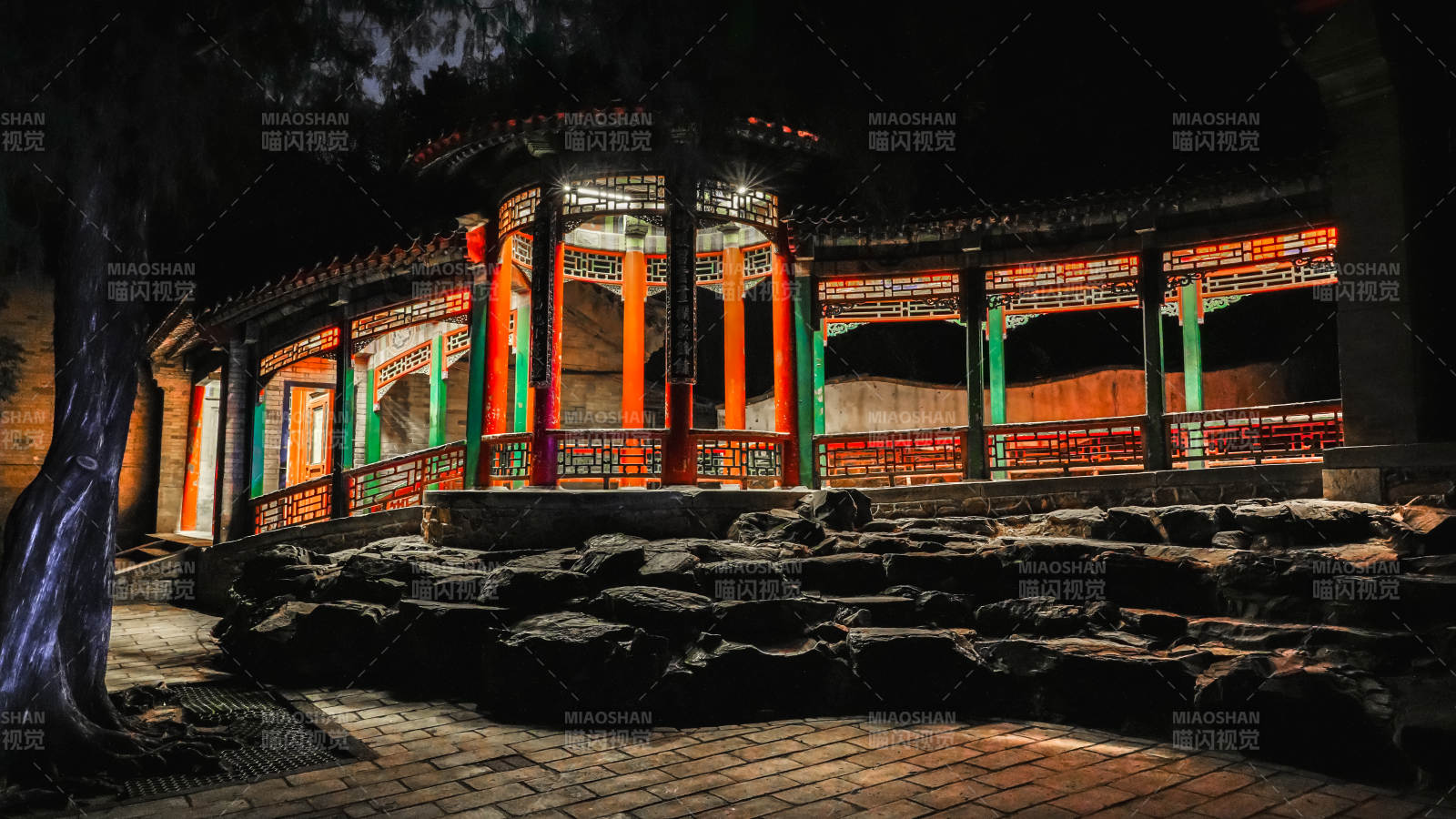 颐和园古亭夜色图片