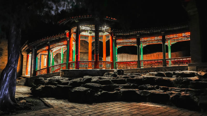 颐和园古亭夜色图片