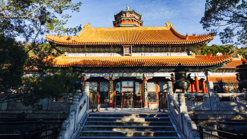 颐和园佛香阁门前石阶图片