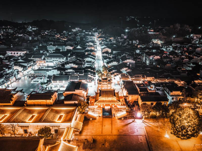 夜景古街灯火辉煌  古城图片