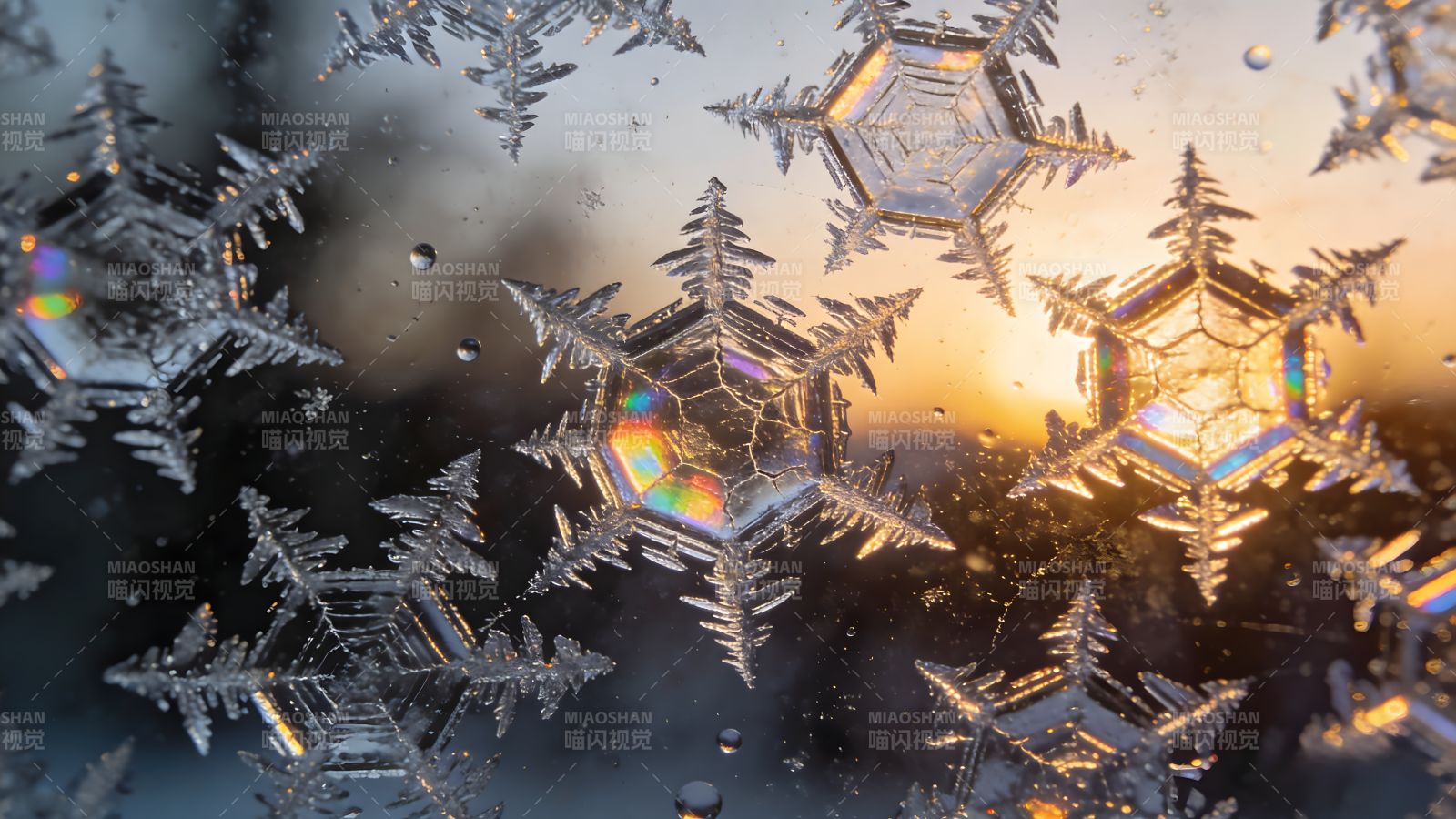 晶莹雪花飘落图片