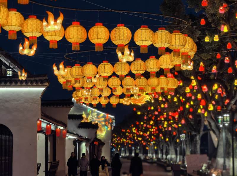 马年新春非遗龙形灯笼装饰古巷图片