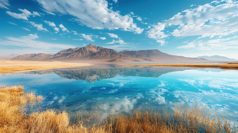 湖光山色映天际图片