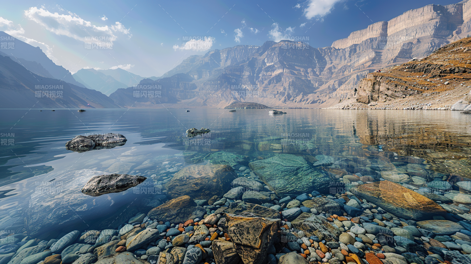 湖光山色 清澈见底图片