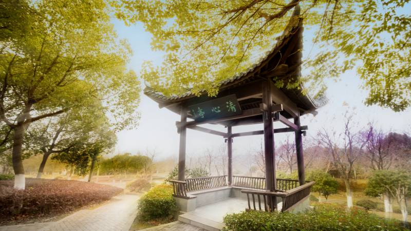 幽静亭台春意浓芜湖市神山公园图片