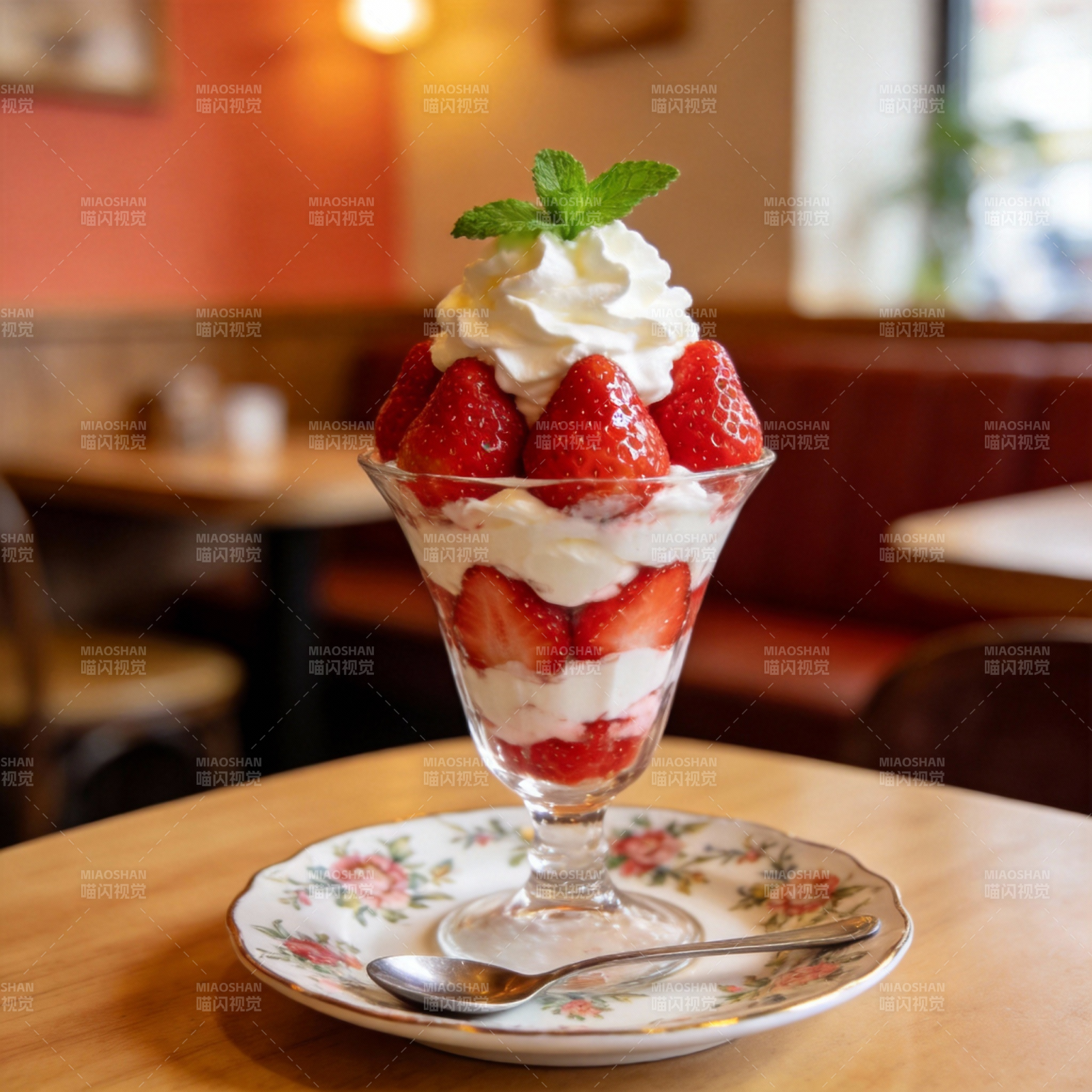 草莓奶油甜品图片