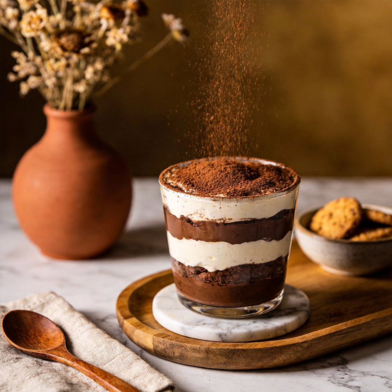 提拉米苏撒粉瞬间图片