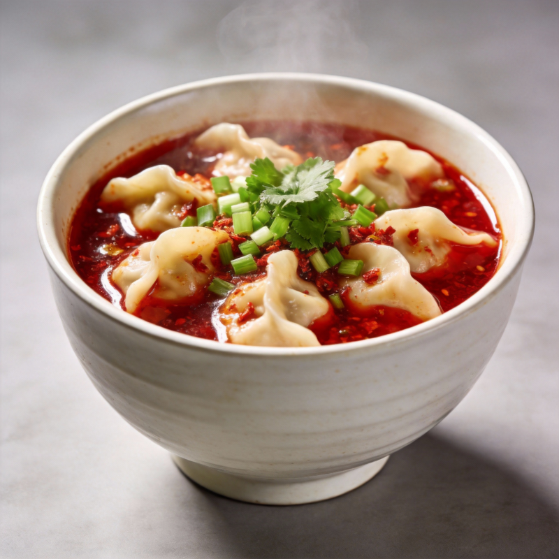 红汤饺子热气腾腾图片