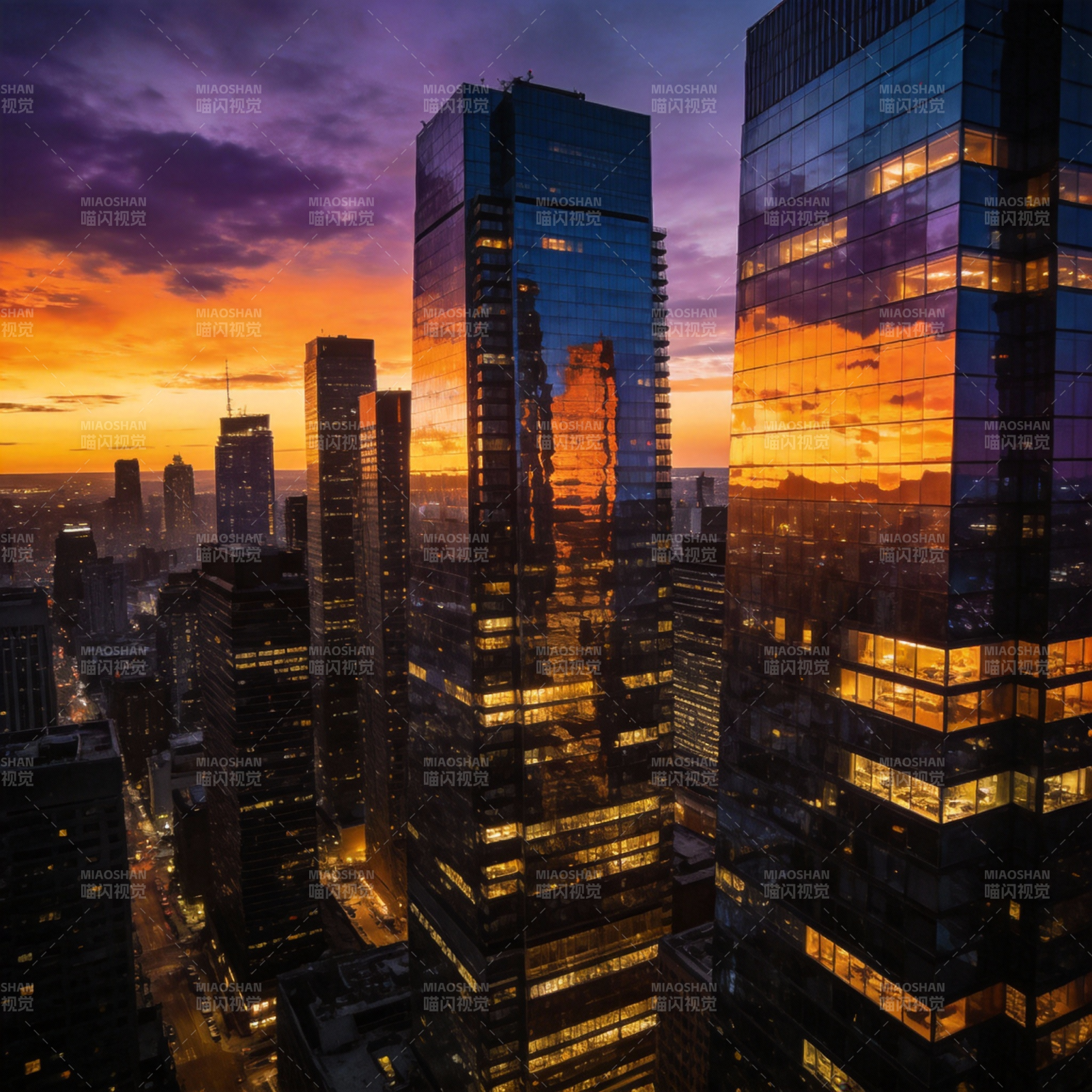 都市暮色璀璨图片