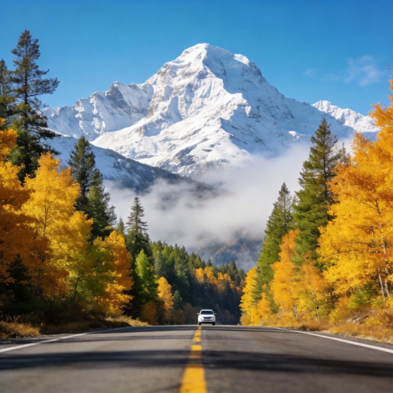 秋山雪峰公路行图片