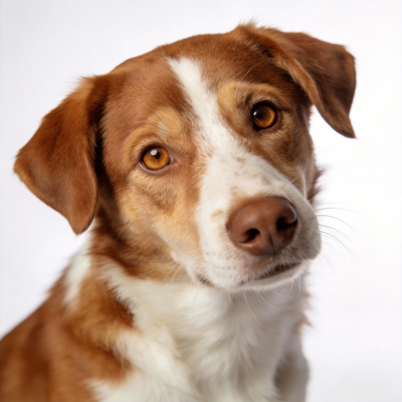 棕白相间狗狗特写图片