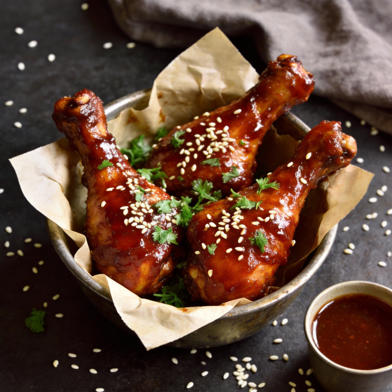 蜜汁鸡腿配芝麻图片