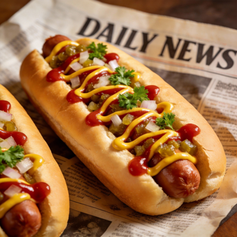 美味热狗特写图片