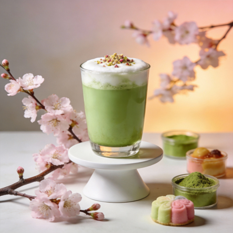 樱花抹茶拿铁图片