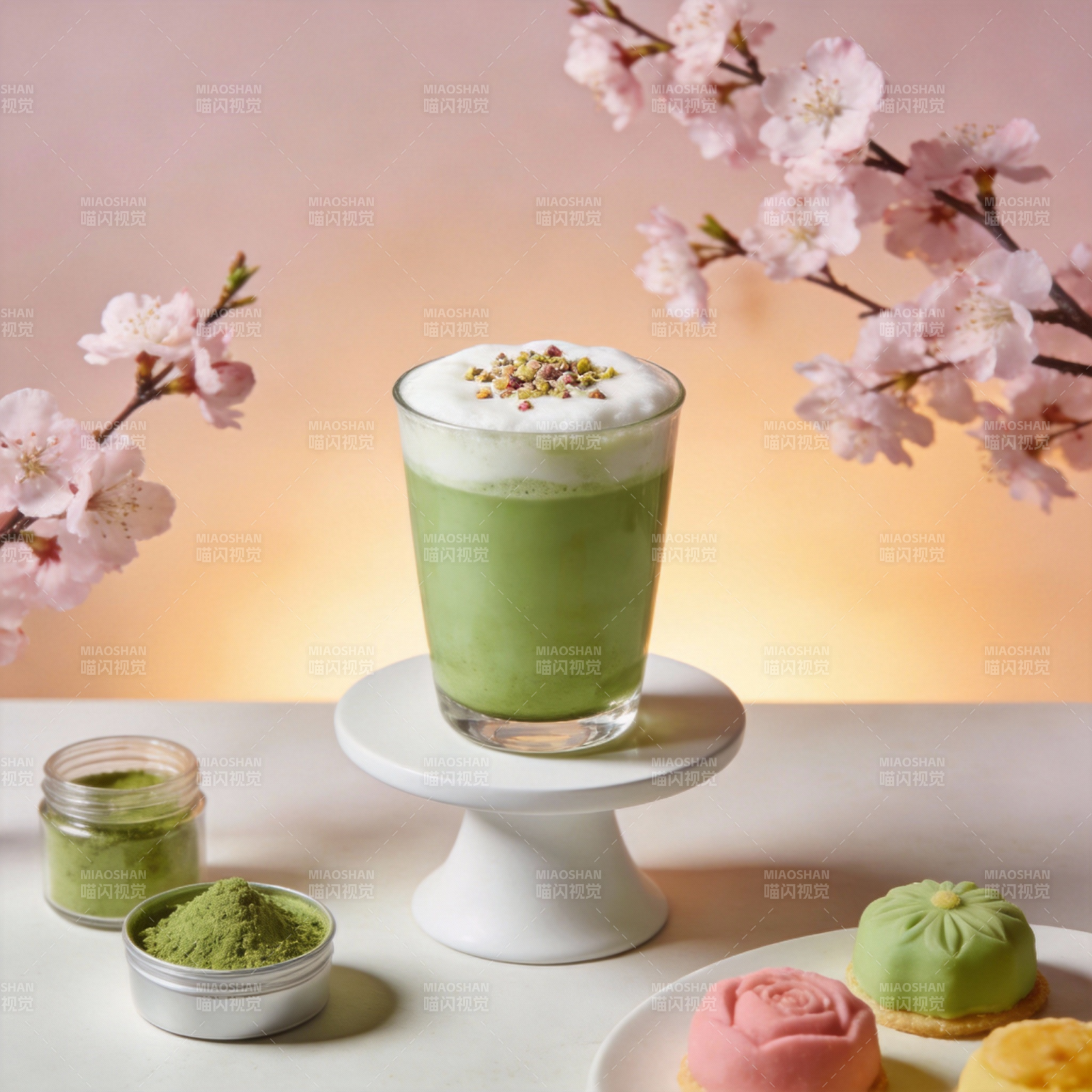 樱花抹茶拿铁图片