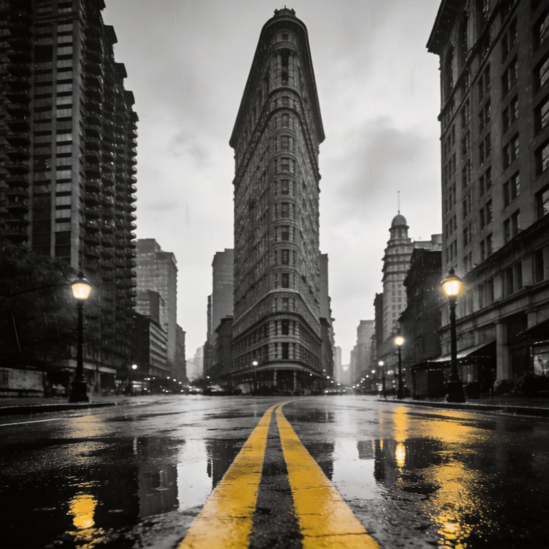 雨夜摩天楼影图片