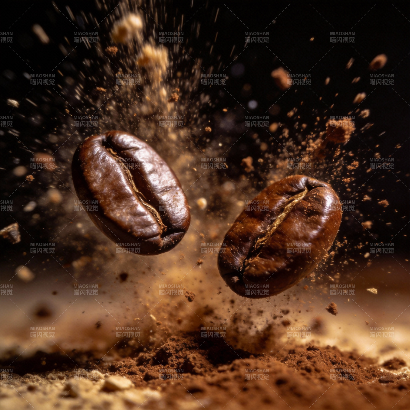 咖啡豆飞溅瞬间图片