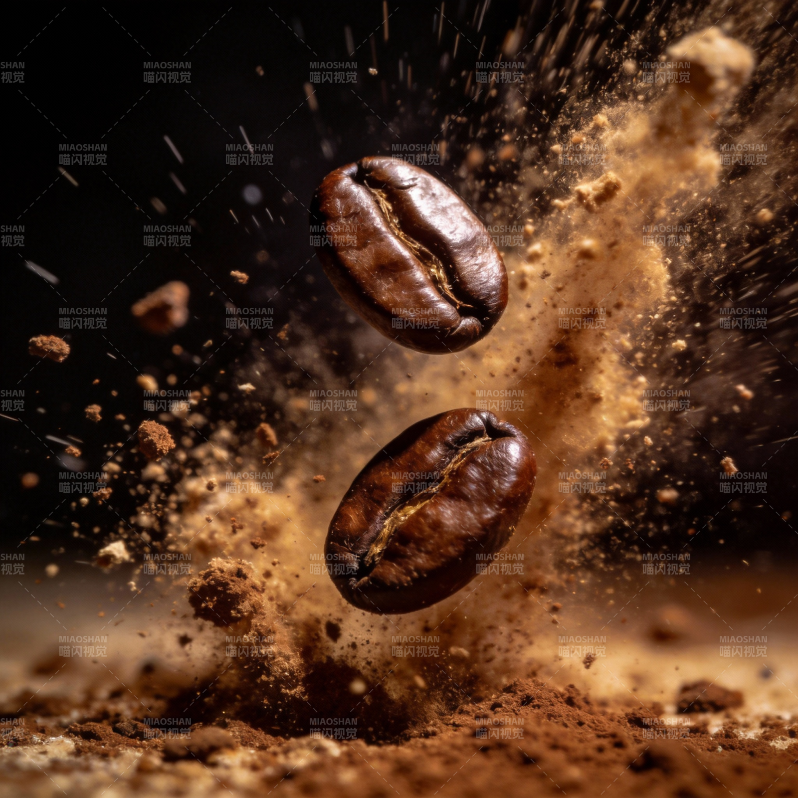 咖啡豆飞溅瞬间图片
