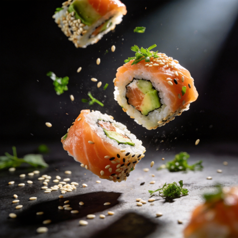 飞舞的寿司卷图片