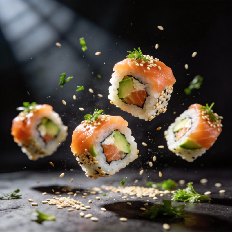 飞舞的寿司卷图片