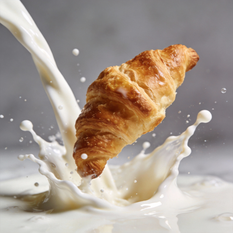 牛角包溅奶图片