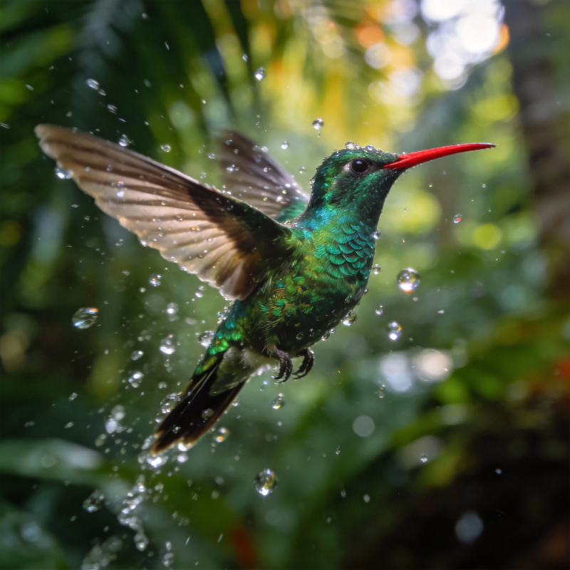翠羽振翅水花飞图片