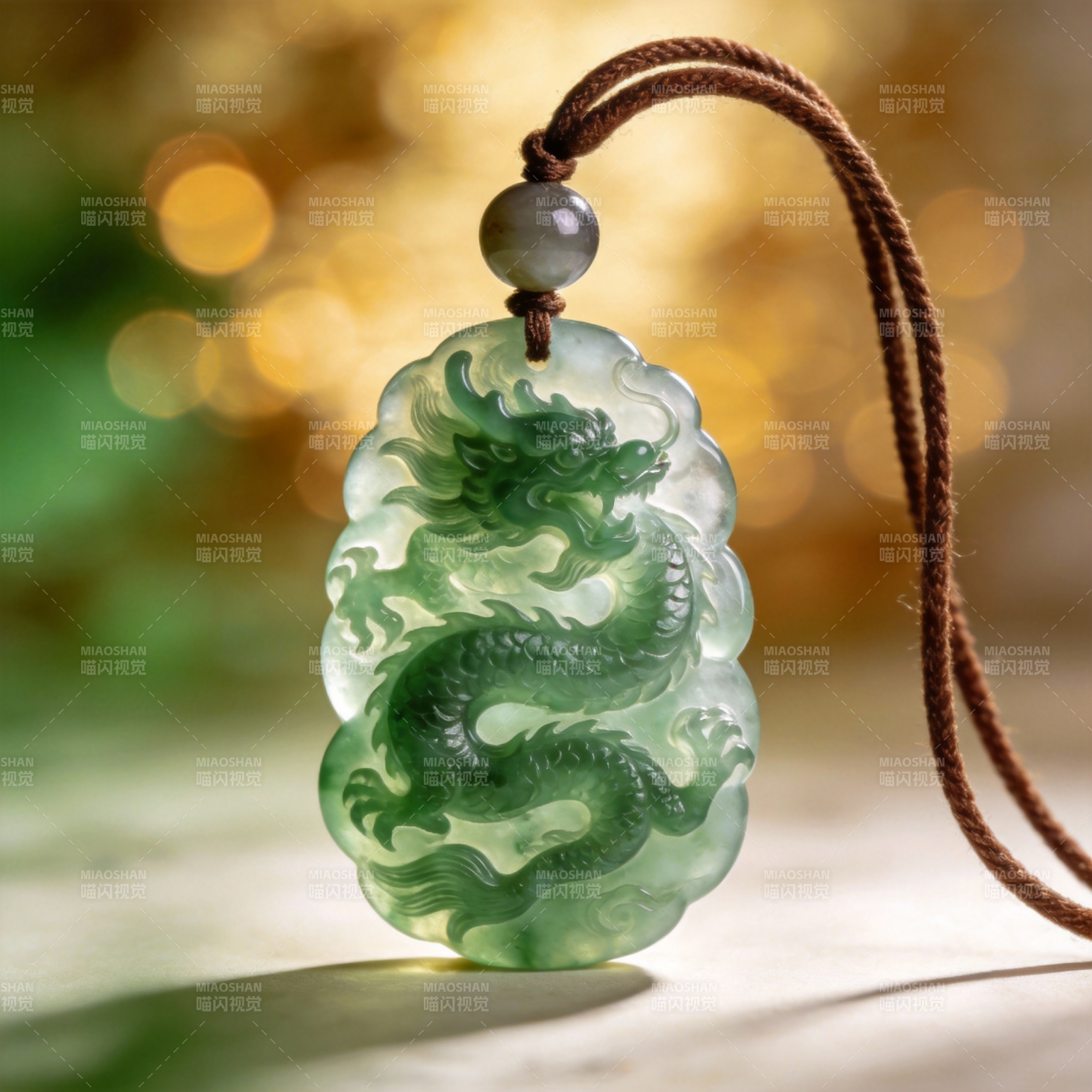 翡翠龙形吊坠图片