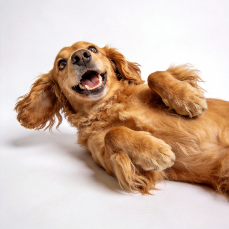 狗狗开心躺卧图片