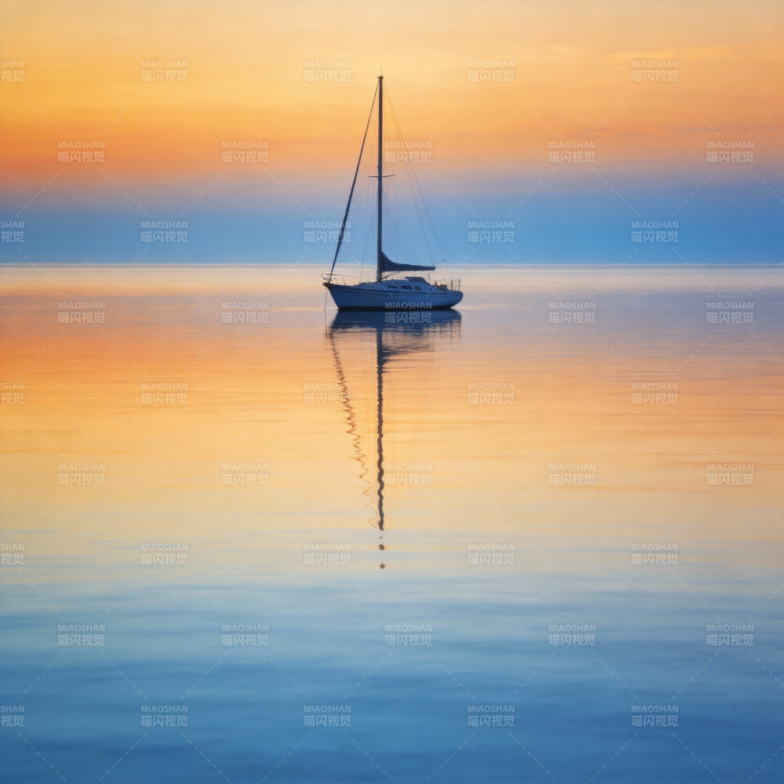 静谧海面孤帆影图片