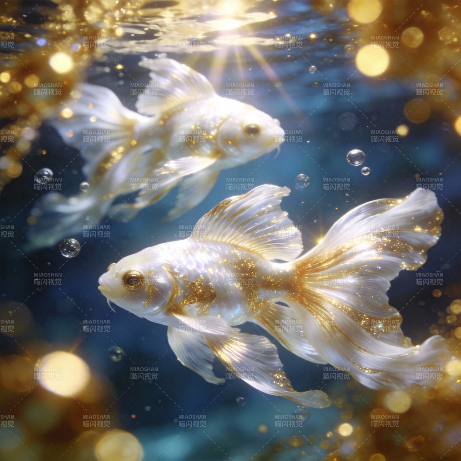 金鱼游光图片