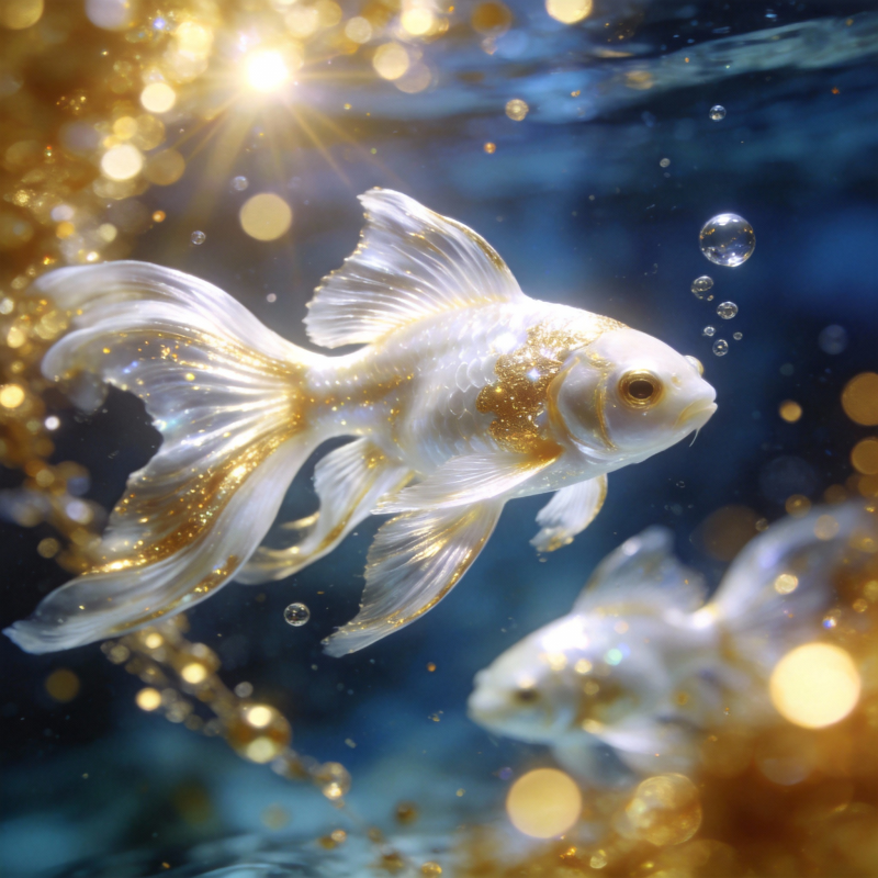 金鱼游弋光影中图片