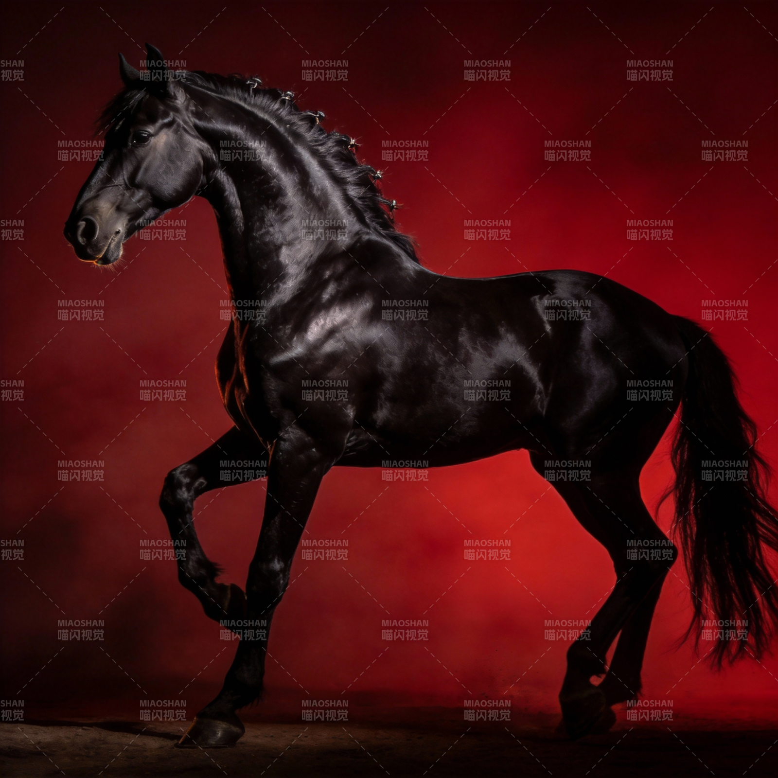 黑骏马奔腾图片