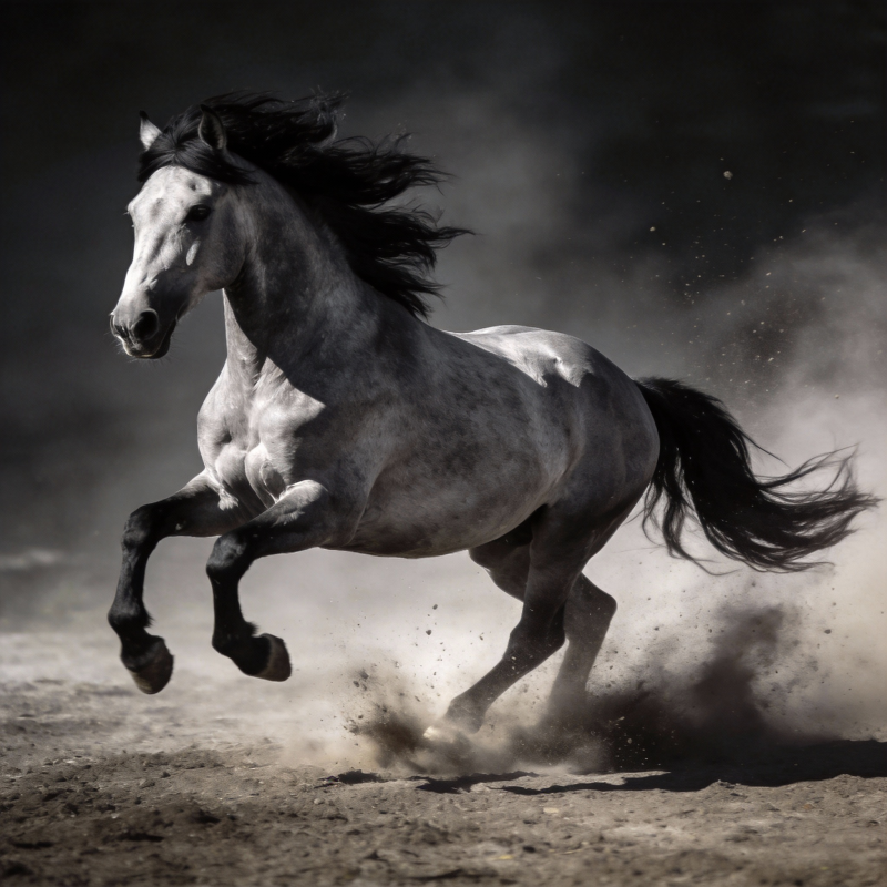 奔腾的灰马图片
