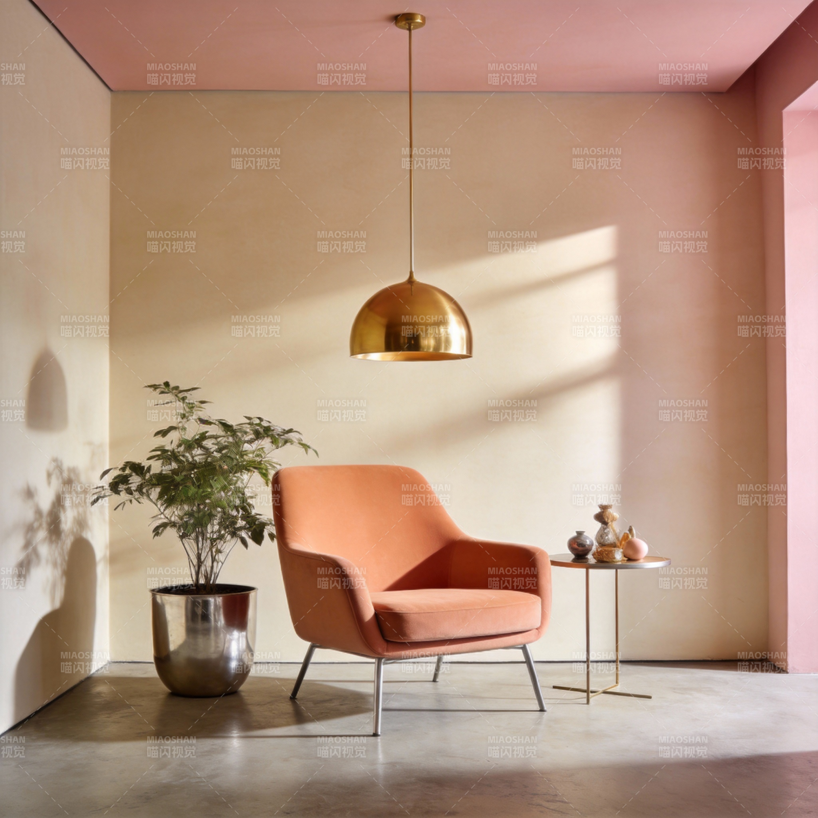 粉红空间里的静谧角落图片